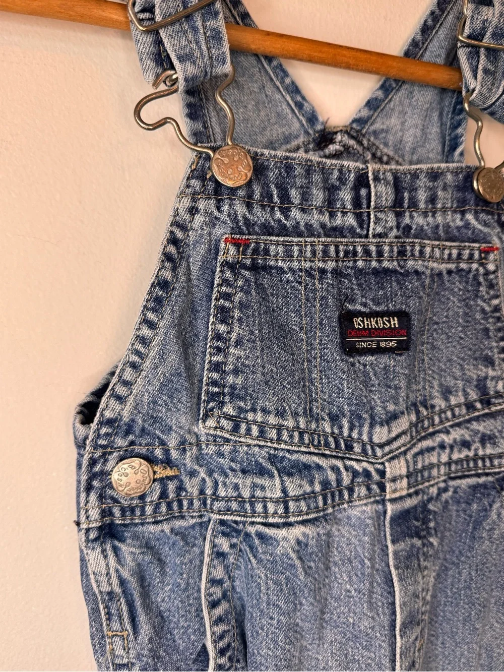 OshKosh Genuine Article Denim Overalls 2T Blue Cargo Snap Leg Classic Bib